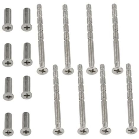 Juego de 8 tornillos M4x60 plateados para manijas de puerta + cabezas, tornillos pasantes de acero al carbono, fijación para puertas de 35-60 mm de espesor, herrajes (1/5)