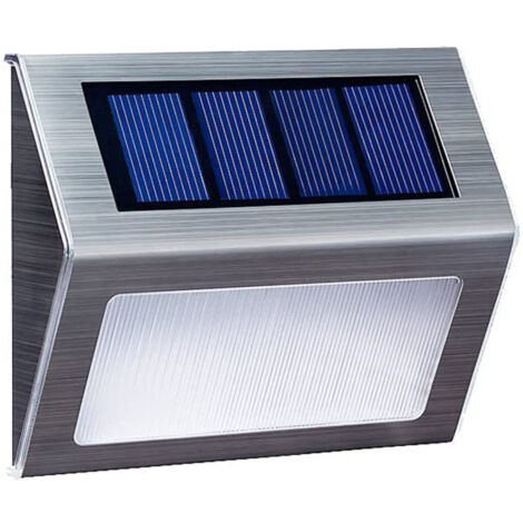 Lámpara solar de jardín de acero inoxidable con 3 LED para escaleras, pasillos y patios exteriores - Iluminación pública solar LED (1/5)