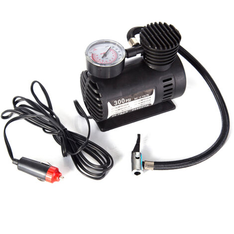 Mini inflador eléctrico portátil para neumáticos de coches, motocicletas y balones de baloncesto. Inflador de 300 PSI con compresor automático. (1/5)