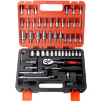 Juego de 53 piezas que incluye una llave de carraca, vasos y un destornillador de 1/4 de pulgada. Kit de reparación con estuche para vehículos, motocicletas y otros trabajos mecánicos en casa o en el
