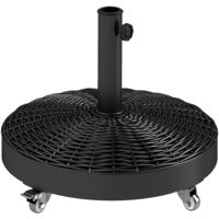 Base para sombrilla pesada de 25 kg con ruedas para sombrillas de hasta Ø3 m y mástiles de 32-48 mm, Ø52x42 cm, color negro.