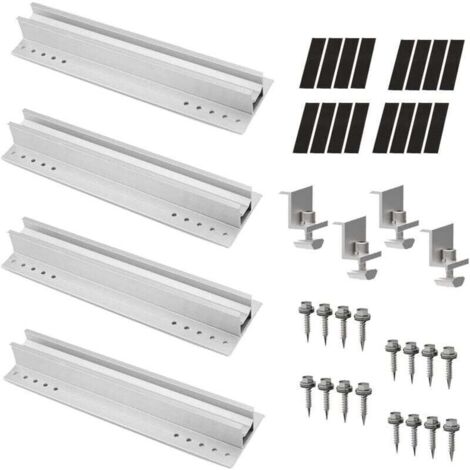 4 Set 300mm Kit de Support Panneau Solaire, Fixation Panneau Solaire en Aluminium, Support Photovoltaïque pour Balcon, Plante Électrique, Toits (1/4)