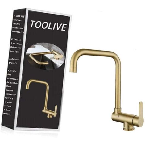 Mitigeur Cuisine Rabattable,robinet Cuisine Rabattable D'or Brossé En Acier Inoxydable,Robinet Pliable Moderne (1/4)