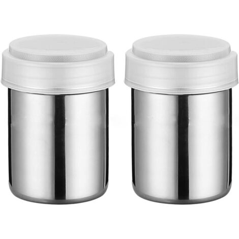 Secoueur Tamiseur en Acier Inoxydable Saupoudreuse à Epices Distributeur Poudre Shaker Tamiseur Acier Inoxydable Mesh Farine Tamiser Saupoudreuses en Acier Inoxydable pour Cuisine, Restaurant 2 Pièces (1/5)