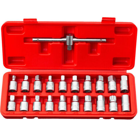 Lot de 21 Outils de Retrait de clés pour vidange d’Huile 21 pièces 3/8" carré (1/4)