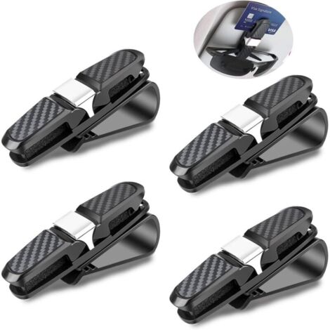 Porte Lunettes pour Voiture 4 Pièces Support Lunette Voiture Clip Rotatif à 180 ° avec Clip Support de Lunettes de Soleil pour Voiture pour Pare-Soleil de Voiture (1/5)