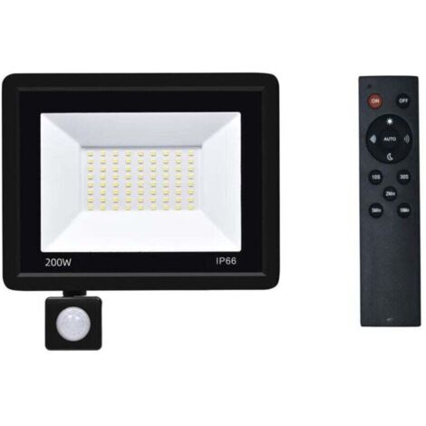 200W Projecteur Led Exterieur Detecteur de Mouvement, 72 Leds Blanc Froid Super Lumineux Spot , 6500K 16000 LM IP66 Etanche Eclairage Avec Detecteur pour Jardin, Patio, Garage (1/4)