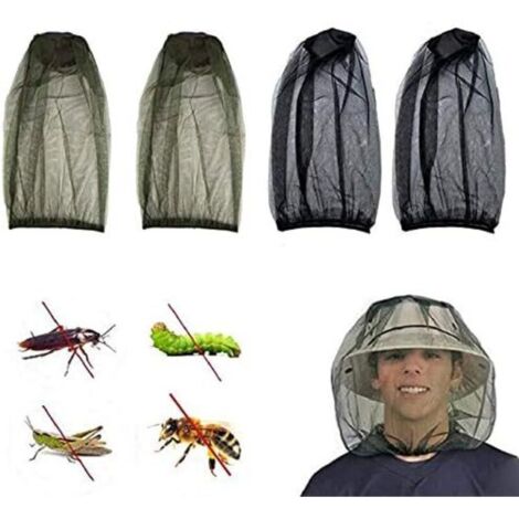 4 pièces/ensemble pêche en plein air insectifuge chapeau anti-moustique abeille Net tête filet visage couverture voyage Camping équipement (1/5)