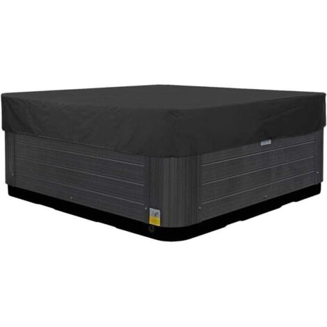 Couverture pour Bain à Remous Extérieur, Housse de Protection pour Spa en Tissu Oxford 210D Imperméable Anti-poussière Bache de Piscine Carrée,Noir,231x231x30cm