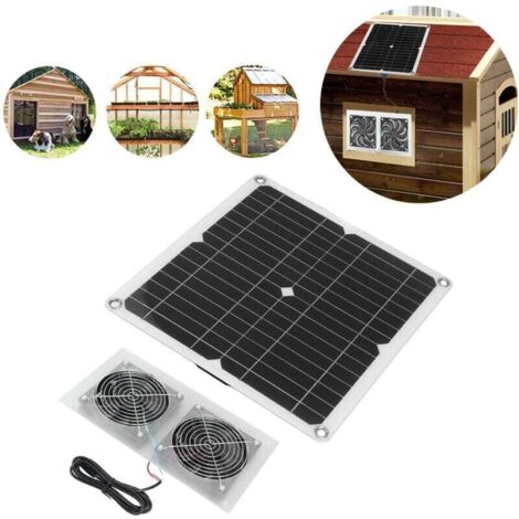 Kit de panneau solaire de 25 W 18V résistant aux intempéries , ventilateur d'extraction alimenté par panneau Ventilateur portable pour serre, abri de jardin, poulailler, évent (1/4)