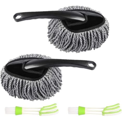 2pièces Brosse de Nettoyage Voiture Brosse de Plumeau Voiture avec 2Pinceaux de Nettoyage Ventilation pour Auto Voiture Climatiseur Pare-Brise Bicyclette Maison Intérieur Extérieur Microfibre (1/5)