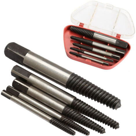 Jeu d'extracteur de vis en acier 3mm-18mm, Kit d'outils pour enlever les boulons et les goujons, perceuse centrale, 5 pièces (1/5)