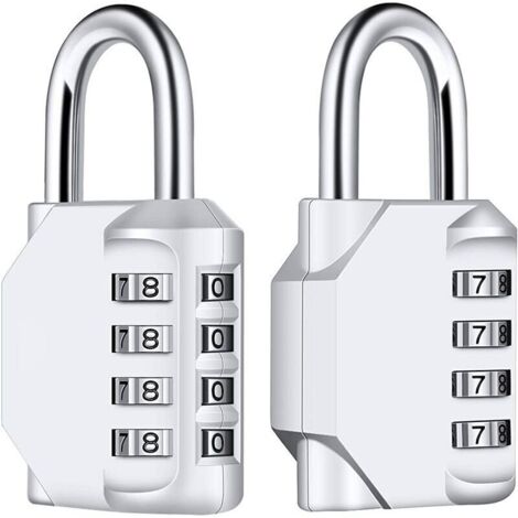 [2 Pièces] 4-Digit Cadenas à Combinaison. Serrure Combinée Imperméabiliser. Métal étanche et Fermoir Combiné en Acier Plaqué pour L'école. Casier. Boîte à outils. Clôture. Armoires - Argent (1/4)
