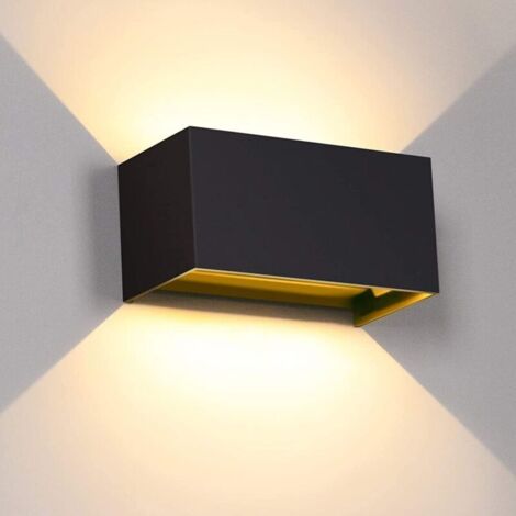 Applique murale intérieure LED 24W, angle réglable, lampe murale de salon en aluminium noir, lampe murale extérieure étanche IP65, blanc chaud 3000K. (1/4)