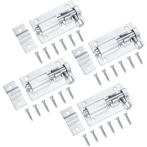 4 Pcs Verrou de Porte, Loquet Porte Coulissante, Serrure Porte Coulissante, Serrure de Porte, Boulons de Verrouillage de Porte, Targette en Acier Inoxydable pour Chambre Toilettes - 2 Po (1/4)