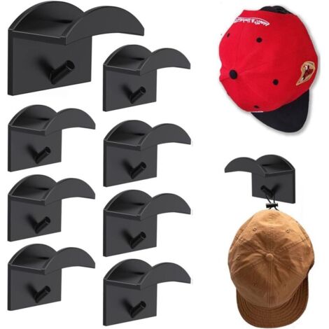 Cap Rack, 10 PCS Self-Adhesive Hat Rack Baseball Cap Storage Wall Mount No Drilling Cap Holder Hooks Hat Hanger Organizer for Various Hats Scarves Headphone Necklace Headband Key Ring (1/5)