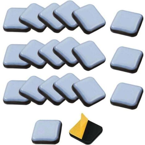 20 PCS Patins Glisseurs pour Meubles Auto-adhésifs Patins en Téflon pour Meubles Carrés Patin de Chaise en Teflon 25 25mm Patin Glisseur pour Chaise, Canapé, Bureau, Table, Fauteuil (1/4)