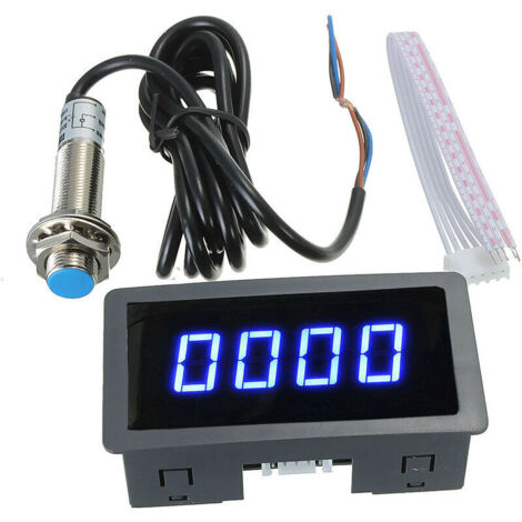 Compteur de vitesse tachymètre numérique bleu 4 LED + capteur de commutateur de proximité Hall (1/4)