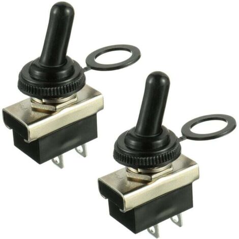 KN3(D)-101 Interrupteur à bascule marche/arrêt 12V 25A 2 positions 2 broches étanche avec couvercle en caoutchouc (2 pièces) (1/4)