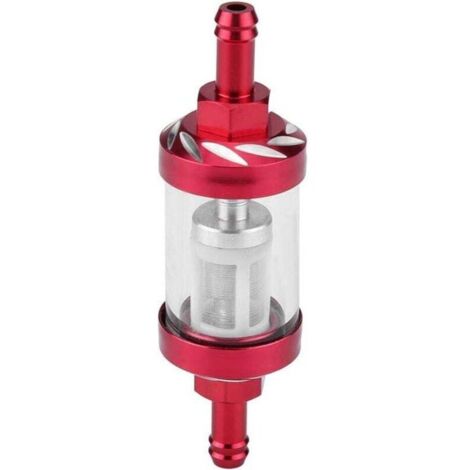 Remplacement de Fil de Filtre à Essence 8mm en Verre de gaz en métal pour la Moto(Rouge) (1/4)