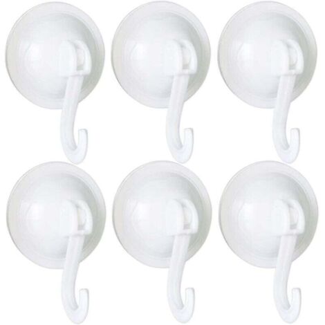 Lot de 6 cintres muraux réutilisables avec crochet à ventouse de 70 mm, imperméables et sans traces, adaptés pour manteaux, écharpes, serviettes, sacs, salle de bain, cuisine, clés de bur (1/4)