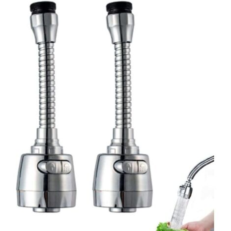 Rallonge de Robinet de Cuisine, 2Pcs Économiseur d'eau Robinet Accessoires, 360°Pivotant Rallonge de Robinet, Buse Filtre Adaptateur, pour Accessoires de Salle de Bain et de Cuisine (1/5)