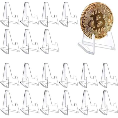 20 Pieces Support de Monnaie Présentoir,Mini Chevalet en Acrylique Transparent,Supports De Chevalet En Acrylique,Chevalets En Plastique,pour MéDailles, Afficher De Monnaie, Montres De Poche (1/4)