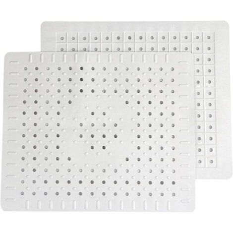 Lot de 2 tapis de drainage pour évier de cuisine en caoutchouc blanc avec trou de drainage (1/4)