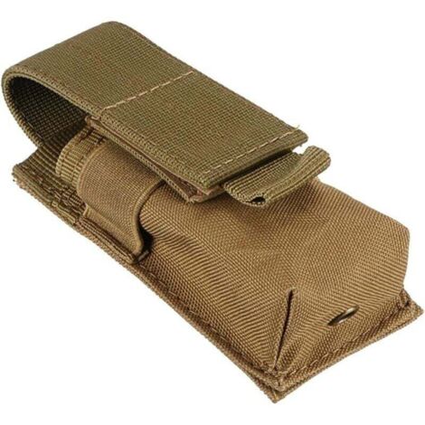 Generic Sacoche de Lampe Torche Batterie Nylon Imperméable pour Camping et Randonnée - Kaki (Brun), 14X5.5X4CM (1/4)