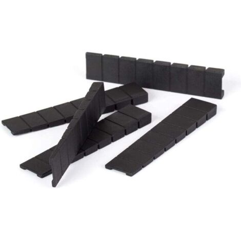 Lot de 20 cales pour meubles - 8 x 20 x 98mm - En plastique - Avec points de rupture prédéfinis intégrés - Noir (1/4)