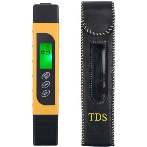 Testeur de qualité d'eau, compteur EC TDS précis et stylo de test de température avec LCD rétro-éclairé pour l'eau potable, l'hydroponie, les piscines, les aquariums (jaune) (1/4)