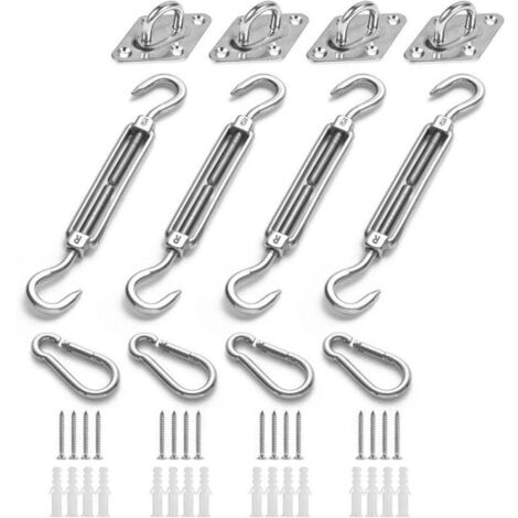 Kit de Fixation pour auvent de Jardin, Triangle et carré, rectangulaire, Accessoires de Fixation de Voile d'ombrage en Acier Inoxydable Robuste，M5 (1/4)