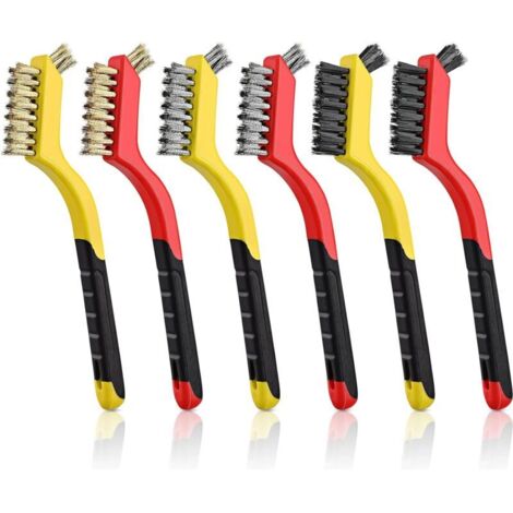 6 Pièces Brosses Métalliques avec Manche Incurvé Brosse de Maçonnerie Mini Brosse de Nettoyage en Fil de Fer à Poils (1/5)