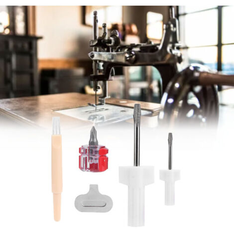 Kit de réparation pour machine à coudre, tournevis plat, tournevis pour retirer les fils, découseur et brosse de nettoyage (1/4)