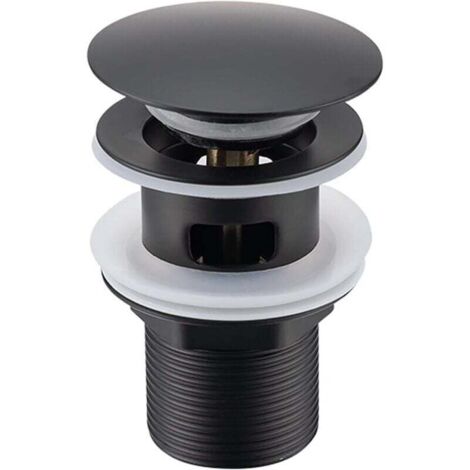 Bonde de Lavabo Noir avec Trop-Plein, Bonde de Lavabo Pop Up Noir Universelle, Bonde de Vidage avec Trop-Plein, Bonde de Vidange avec Trop-Plein, Bonde Pop Up Automatique pour Vasque a Poser, Bluedeer (1/4)