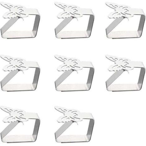 8 pièces pince à nappe en acier inoxydable pince à nappe papillon pince à pince à nappe convient aux tables d'une épaisseur ne dépassant pas 3 cm (1/4)