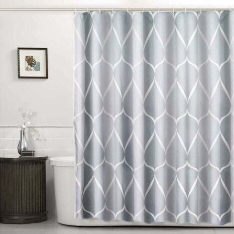 Rideau de douche imperméable en polyester avec treillis et séchage rapide, ourlet lesté, rideau de douche salle de bain durable et lavable, gris（120×180） (1/4)