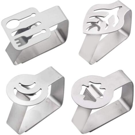 Pinces à Nappe en Acier Inoxydable Nappe Clips pour Home BBQ Mariage Party 4 Pièces (1/5)