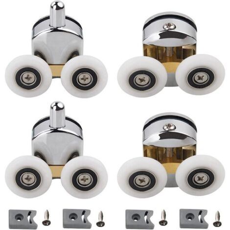 4 Roulettes de Porte de Douche, Roulettes Doubles de Rechange, pour le Bricolage en Verre de 4 à 6 mm, de 23 mm de Diamètre (2 Rouleaux Supérieurs et 2 Rouleaux Inférieurs) (1/4)