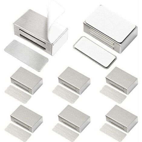 Aimant de Porte Placard Adhesif Lot de 8 Loquets Magnétiques de Porte Mise à Jour sans Vis sans Perçage pour Placard de Cuisine Aimant Fermeture Puissant pour Tiroir, Armoire, des Meubles, etc (1/5)