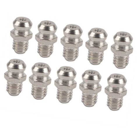 Lot de 10 embouts de rechange en métal pour pistolet à graisse, accessoires de lubrification résistants à la rouille pour l'automobile, la moto et l'industrie (M6 Straight) (1/4)