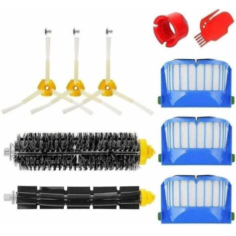 Kit brosse pour Roomba série 600 - Kit de 10 pièces accessoires (Brosses Latérale, filtres, brosse de Cerda et etc..) pour aspirateur robot. (1/4)