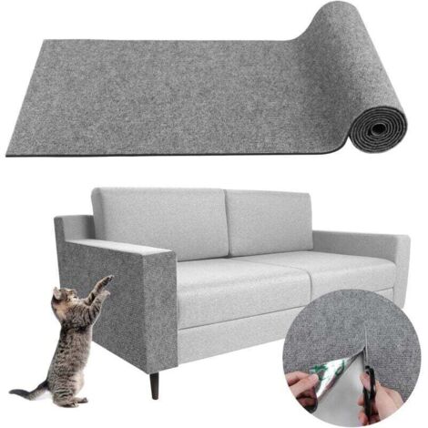 Tapis Griffoir Adhésif pour Chat - Protection Canapé Anti-Griffe DIY - Remplacement de la Tour à Chat (Gris Clair, 30×100cm) (1/4)
