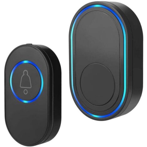 Sonnette sans Fil, IP67 Étanche Kit de Carillon Electronique, Sonnette sans Fil Exterieur Etanche avec 38 Mélodies et 5 Niveaux de Volume, Installation Facile à La Maison, Noir (1/4)