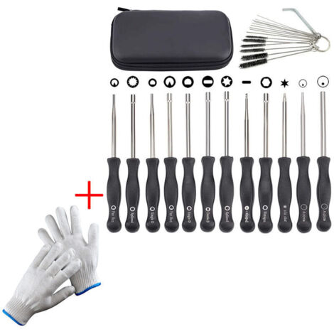 Lot de 12 Outils de réglage de carburateur avec Gants ,Tournevis acircle pour Petit Moteur 2 Temps pour Husqvarna pour STHIL pour débroussailleuse Echo tronçonneuse (1/4)