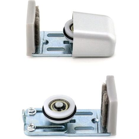 Porte Guide Inférieur, ajustable guide de plancher, roues anti-rayures avec roulement à billes, pour porte coulissante à cadre, argent, 2 pièces (1/4)