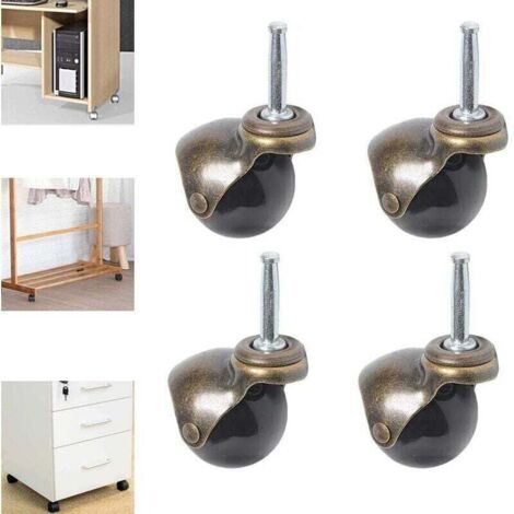 Lot de 4 roulettes pivotantes 360 degrs avec plaque suprieure, roulettes billes de 2 pouces avec tige de prhension (1/4)