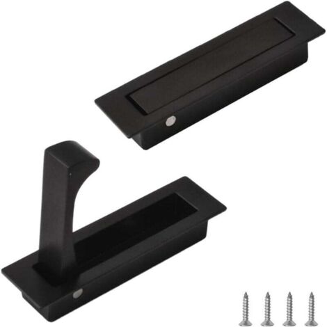 Lot de 2 poignées de porte encastrées en acier inoxydable 304 brossé pour placard, armoire, placard de poche (noir) (1/4)