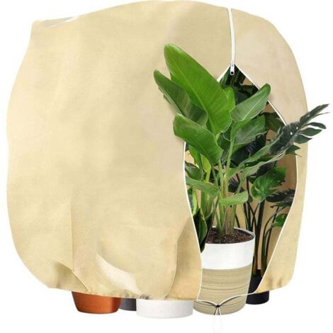 Housse de protection pour plantes, épaisse et réglable avec fermeture éclair et cordon de serrage, voile de protection hivernale contre le gel pour palmiers et oliviers, 180 x 120 cm (1/4)