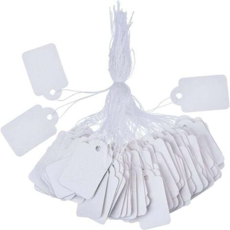 Étiquettes de prix blanches (35 x 22 mm), 500 pièces, avec ficelle de suspension (1/4)